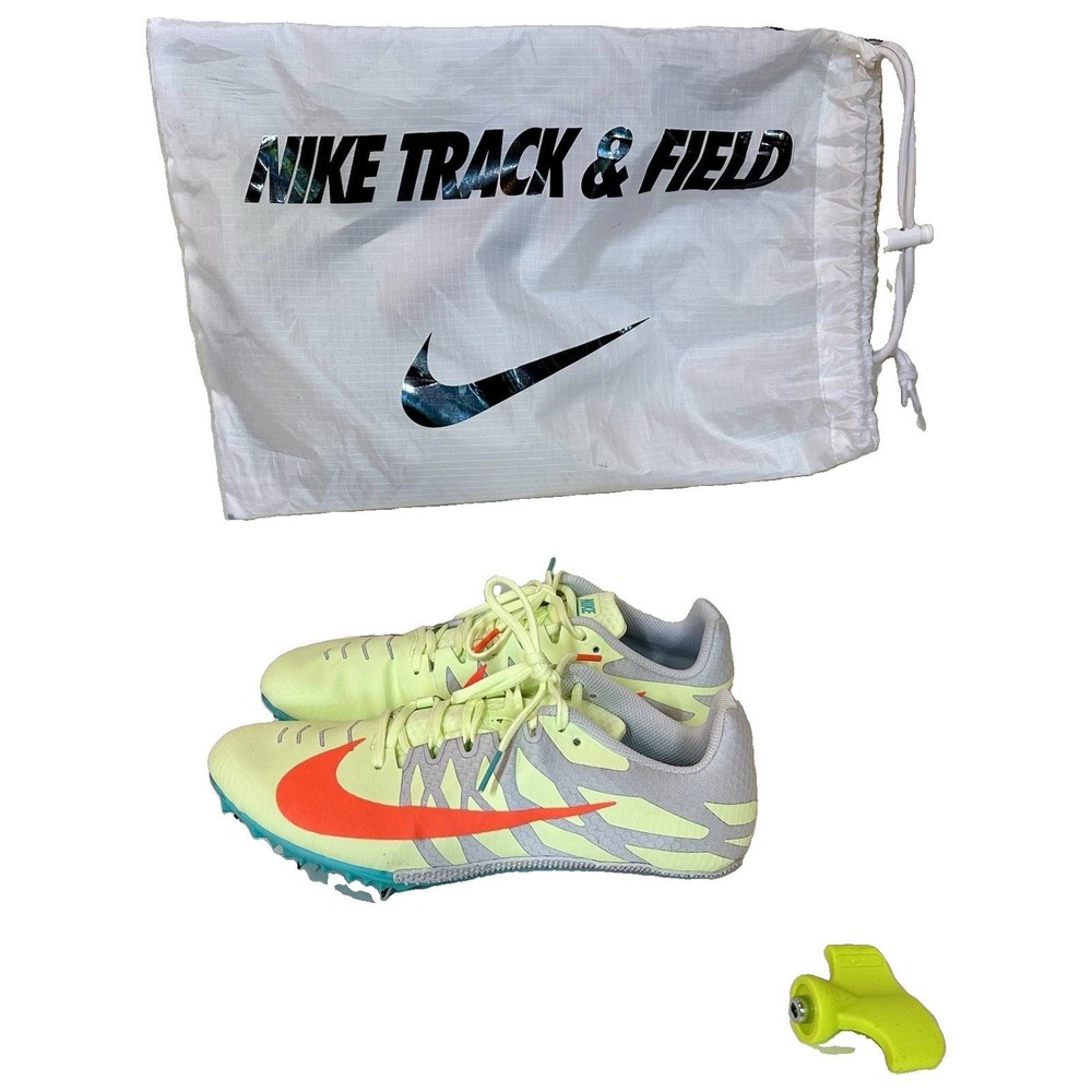 Nike Track Shoes Spike Zoom Rival Orange Yellow Bag + Spike Tool Womens Size 8.5